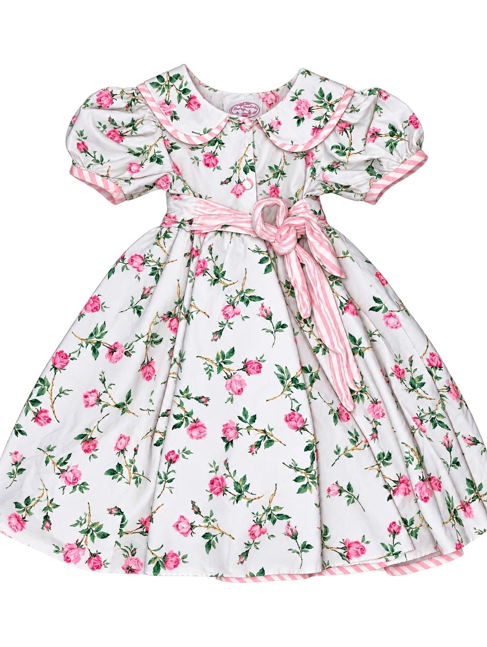 Vintage Plum Pudding Ltd Girls Floral Rose Dress Size 6X Cotton Made USA